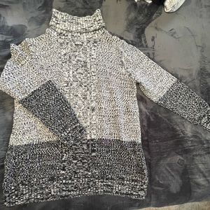 Banana Republic, sweater dress, Large, black/ gray